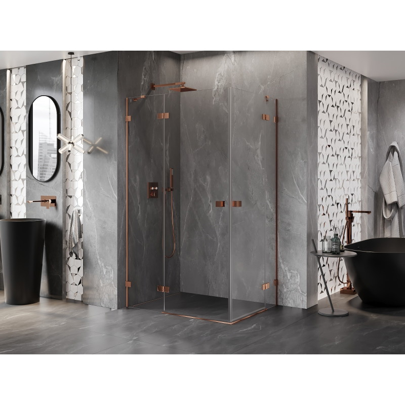 Mexen Lunar Duo Shower Enclosure with Swing Door, Left 115 x 105 cm, Transparent, Rose Gold - 834-115L-105P-60-00