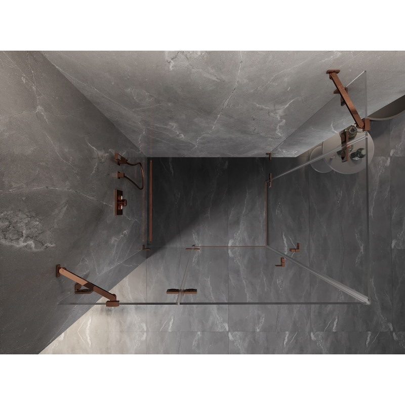 Mexen Lunar Duo Shower Enclosure with Swing Door, Left 115 x 105 cm, Transparent, Rose Gold - 834-115L-105P-60-00