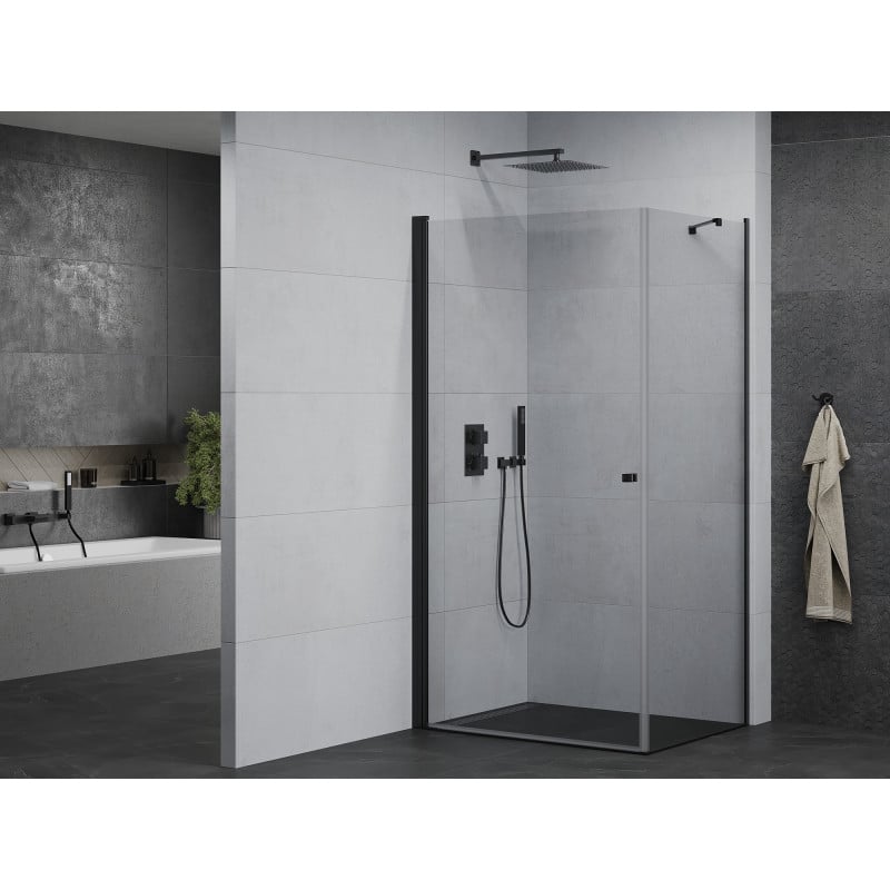 Mexen Pretoria Shower Enclosure Hinged 80 x 90 cm, Transparent, Black - 852-080-090-70-00