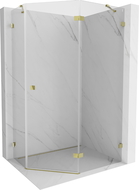 Mexen Lunar Pentagonal Hinged Right Shower Enclosure 100 x 90 cm, Transparent, Gold - 831-100P-090L-50-00-P