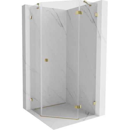 Mexen Lunar pentagonal right swing shower cabin 100 x 100 cm, transparent, gold - 831-100P-100L-50-00-P