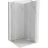 Mexen Lunar right open pentagonal shower enclosure 90 x 90 cm, transparent, brushed gold - 831-090P-090L-55-00-P