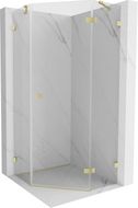 Mexen Lunar right open pentagonal shower enclosure 90 x 90 cm, transparent, brushed gold - 831-090P-090L-55-00-P