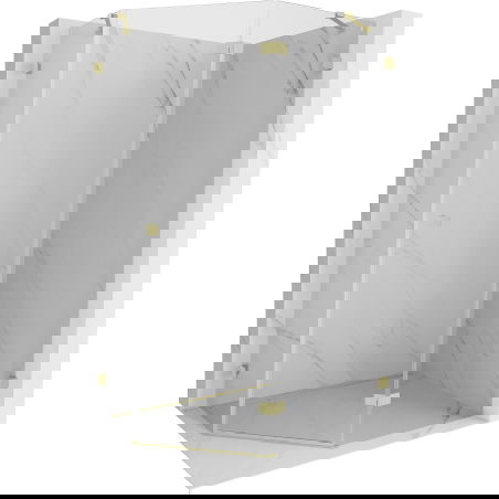 Mexen Lunar pentagonal shower enclosure right swinging 100 x 90 cm, transparent, brushed gold - 831-100P-090L-55-00-P