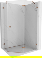 Mexen Lunar pentagonal right-hand hinged shower enclosure 90 x 80 cm, transparent, rose gold - 831-090P-080L-60-00-P