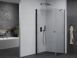 Mexen Pretoria hinged shower enclosure 90 x 70 cm, transparent, black - 852-090-070-70-00