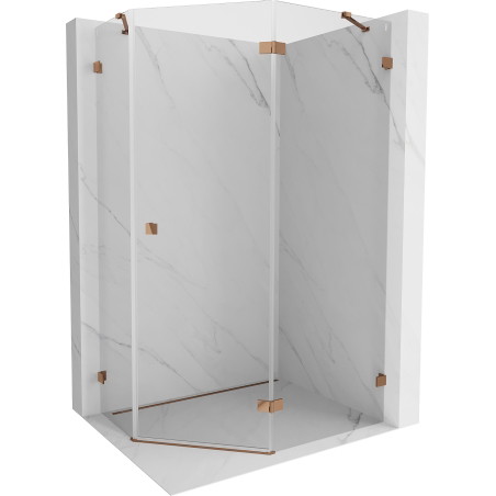 Mexen Lunar pentagonal right swing shower cabin 100 x 80 cm, transparent, rose gold - 831-100P-080L-60-00-P