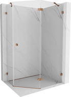 Mexen Lunar pentagonal right swing shower cabin 100 x 80 cm, transparent, rose gold - 831-100P-080L-60-00-P