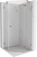 Mexen Lunar pentagonal right hinged shower enclosure 90 x 90 cm, transparent, brushed copper - 831-090P-090L-65-00-P
