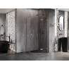 Mexen Lunar pentagonal right hinged shower cabin 90 x 90 cm, transparent, brushed copper - 831-090P-090L-65-00-P