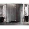 Mexen Lunar pentagonal right hinge shower enclosure 100 x 80 cm, transparent, brushed copper - 831-100P-080L-65-00-P