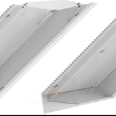 Mexen Lunar Pentagonal Right-Swing Shower Enclosure 100 x 90 cm, Transparent, Brushed Copper - 831-100P-090L-65-00-P