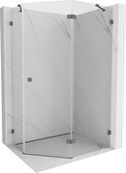 Mexen Lunar pentagonal right-tilt shower enclosure 90 x 80 cm, transparent, brushed gun gray - 831-090P-080L-66-00-P