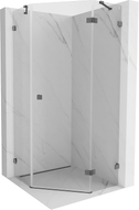 Mexen Lunar pentagonal right-hand hinged shower enclosure 90 x 90 cm, transparent, gun gray brushed - 831-090P-090L-66-00-P