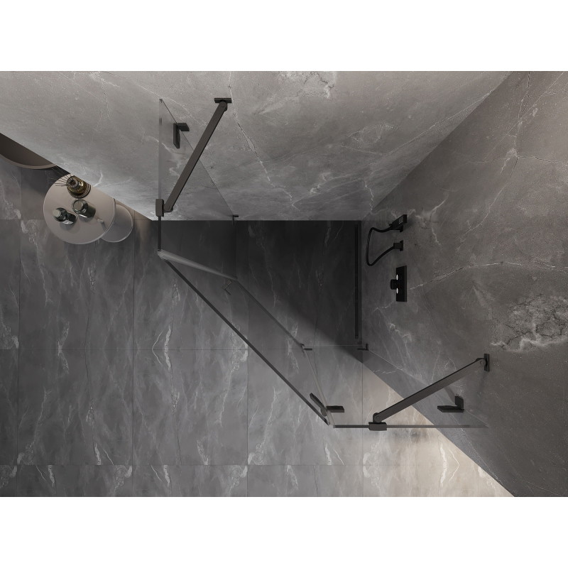 Mexen Lunar pentagonal right-hand hinged shower enclosure 90 x 90 cm, transparent, gun gray brushed - 831-090P-090L-66-00-P