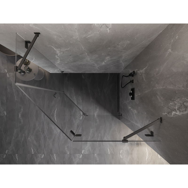 Mexen Lunar pentagonal hinged shower enclosure right 100 x 80 cm, transparent, brushed gun gray - 831-100P-080L-66-00-P