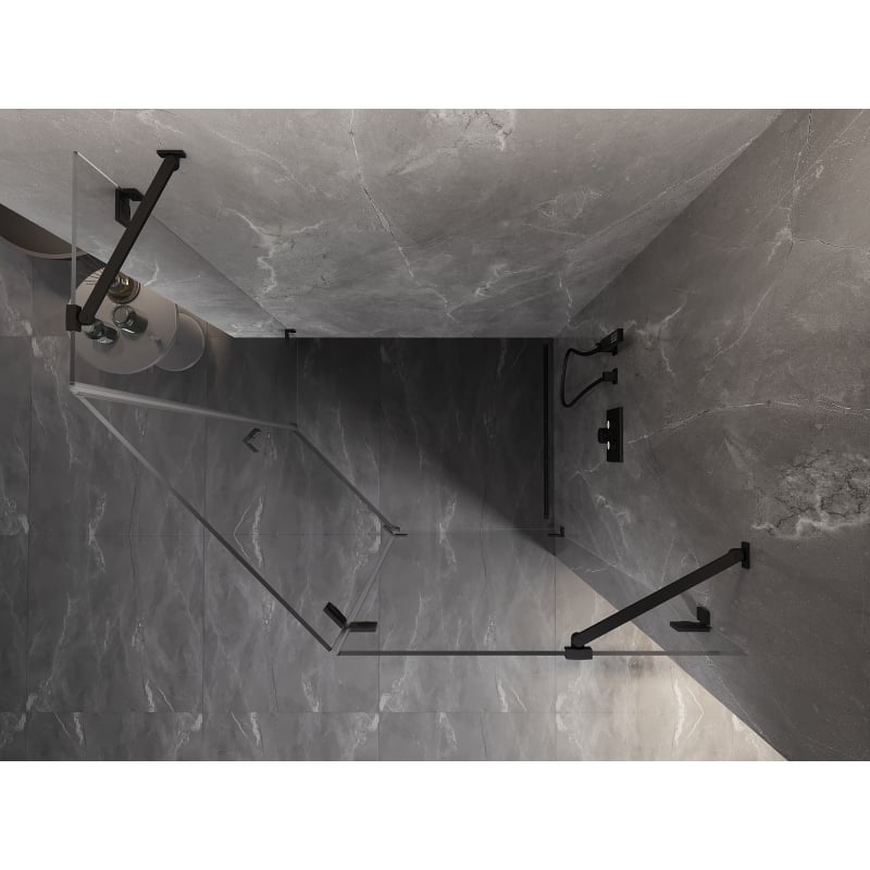 Mexen Lunar pentagonal shower enclosure right-hinged 90 x 80 cm, transparent, black - 831-090P-080L-70-00-P