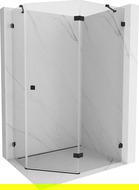 Mexen Lunar pentagonal right hinged shower cabin 100 x 90 cm, transparent, black - 831-100P-090L-70-00-P