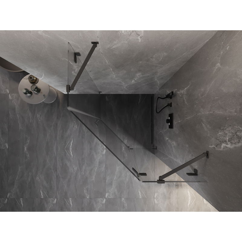 Mexen Lunar pentagonal hinged right shower enclosure 100 x 100 cm, transparent, gun metal - 831-100P-100L-95-00-P