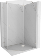 Mexen Lunar pentagonal right-hinged shower enclosure 100 x 80 cm, transparent, brushed nickel - 831-100P-080L-97-00-P