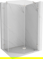 Mexen Lunar Pentagonal Shower Enclosure Right Hinged 100 x 80 cm, Transparent, Brushed Nickel - 831-100P-080L-97-00-P