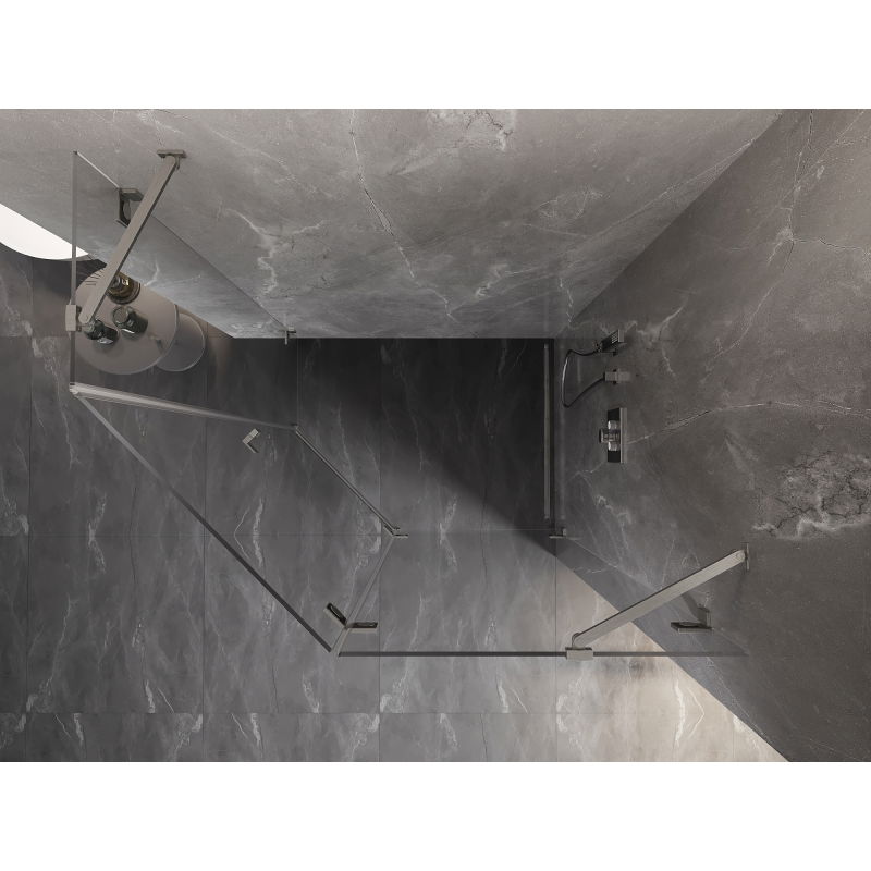 Mexen Lunar Pentagonal Right Hinged Shower Cabin 100 x 90 cm, Transparent, Brushed Nickel - 831-100P-090L-97-00-P