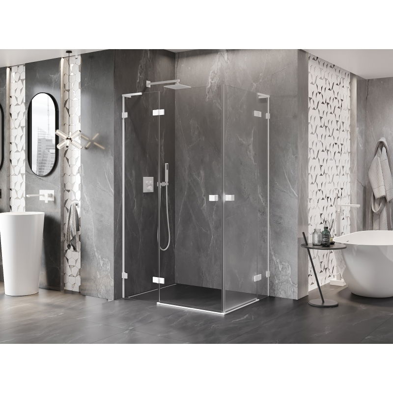 Mexen Lunar L Duo left hinged shower enclosure 110 x 100 cm, transparent, white - 834L-110L-100P-20-00
