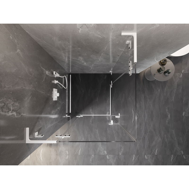 Mexen Lunar L Duo Hinged Shower Enclosure 110 x 110 cm, Transparent, White - 834L-110L-110P-20-00