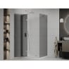 Mexen Roma hinged shower cubicle 80 x 70 cm, Graphite, Chrome + shower tray Flat, White - 854-080-070-01-40-4010