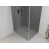 Mexen Roma hinged shower cubicle 80 x 70 cm, Graphite, Chrome + shower tray Flat, White - 854-080-070-01-40-4010