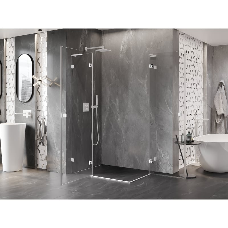 Mexen Lunar L Duo shower enclosure left swing 120 x 100 cm, transparent, white - 834L-120L-100P-20-00