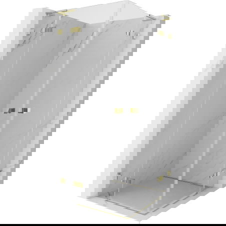 Mexen Lunar L Duo Hinged Shower Enclosure 80 x 80 cm, Transparent, Gold - 834L-080L-080P-50-00