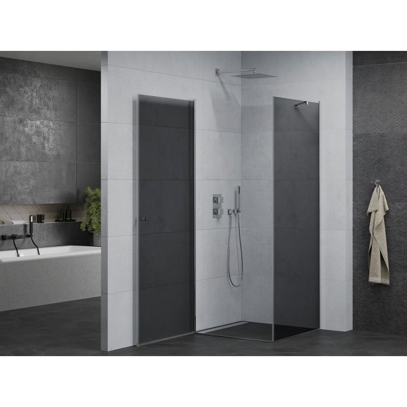 Mexen Pretoria 90 x 90 cm Hinged Shower Cabin, Graphite, Chrome - 852-090-090-01-40