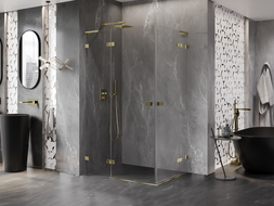 Mexen Lunar L Duo left hinged shower cabin 95 x 75 cm, transparent, gold - 834L-095L-075P-50-00