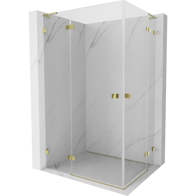 Mexen Lunar L Duo shower enclosure hinged 110 x 100 cm, transparent, gold - 834L-110L-100P-50-00