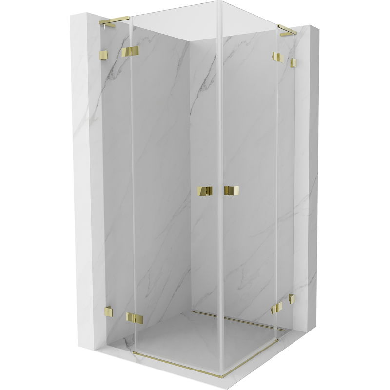 Mexen Lunar L Duo Hinged Shower Enclosure 110 x 110 cm, Transparent, Gold - 834L-110L-110P-50-00
