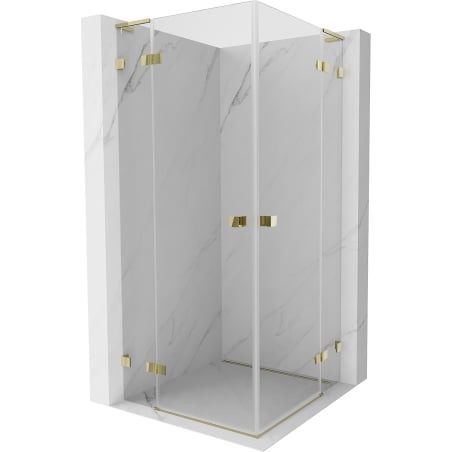 Mexen Lunar L Duo 115 x 115 cm Hinged Shower Enclosure, Transparent, Gold - 834L-115L-115P-50-00
