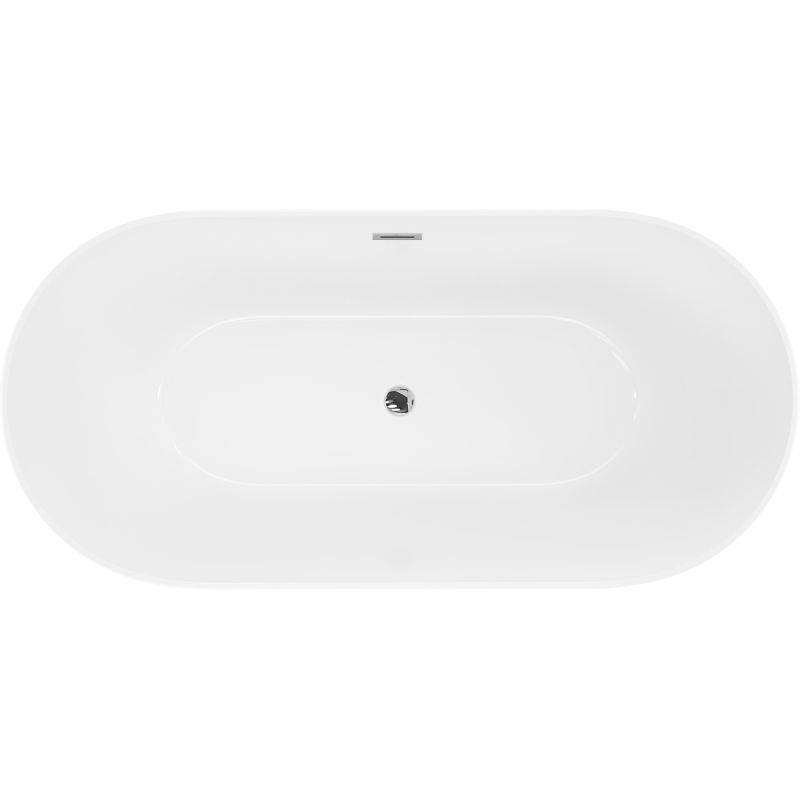 Mexen Luna Slim 170 x 75 cm Freestanding Bath, White, Chrome Overflow - 52041707500-01