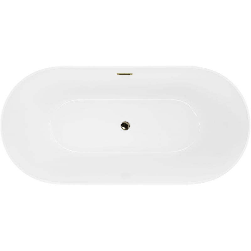 Mexen Luna Slim 170 x 75 cm Freestanding Bath, White, Gold Overflow - 52041707500-50