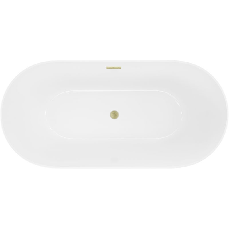 Mexen Luna Slim free-standing bathtub 170 x 75 cm, white, brushed gold overflow - 52041707500-55