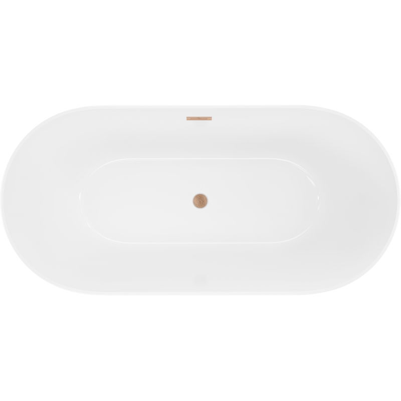 Mexen Luna Slim 170 x 75 cm Freestanding Bath, White, Brushed Copper Overflow - 52041707500-65
