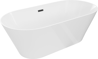 Mexen Luna Slim freestanding bath 170 x 75 cm, white, black overflow - 52041707500-70