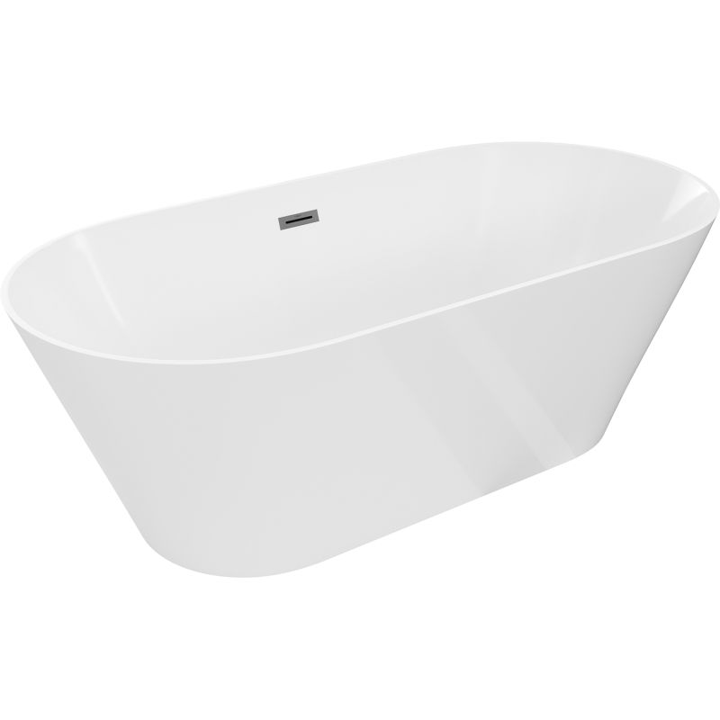 Mexen Luna Slim freestanding bath 170 x 75 cm, white, gun metal overflow - 52041707500-95