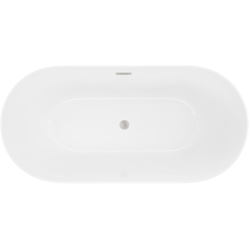 Mexen Luna Slim 170 x 75 cm Freestanding Bath, White, Brushed Nickel Overflow - 52041707500-97