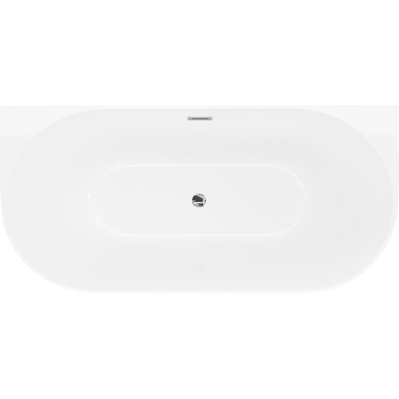 Mexen Oval Slim freestanding back-to-wall bathtub 170 x 80 cm, white, chrome overflow - 52661708000-01