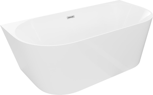 Mexen Oval Slim 170 x 80 cm Free-standing Back-to-wall Bath, White, Chrome Overflow - 52661708000-01
