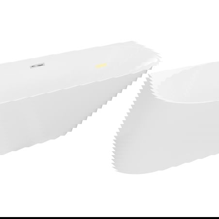 Mexen Oval Slim freestanding back-to-wall bathtub 170 x 80 cm, white, brushed gold overflow - 52661708000-55