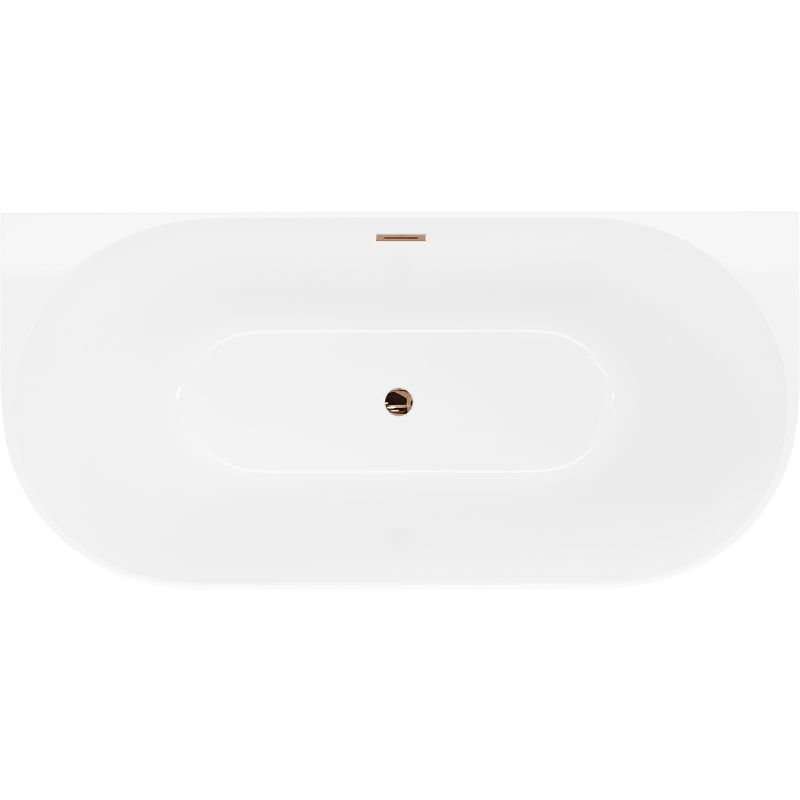 Mexen Oval Slim freestanding wall-adjacent bathtub 170 x 80 cm, white, pink gold overflow - 52661708000-60