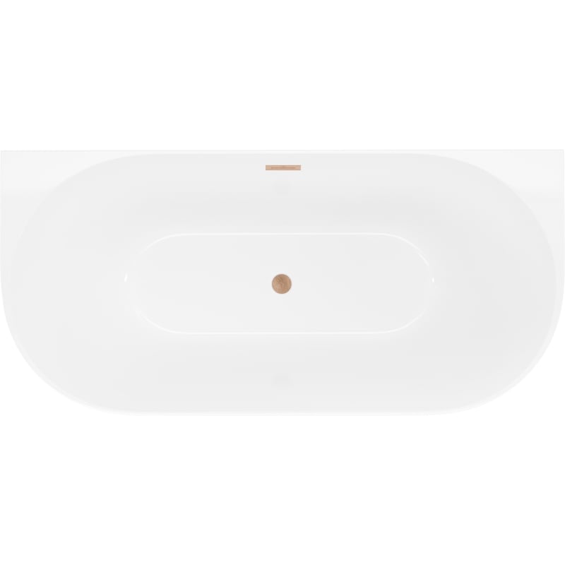 Mexen Oval Slim freestanding back-to-wall bath 170 x 80 cm, white, brushed copper overflow - 52661708000-65