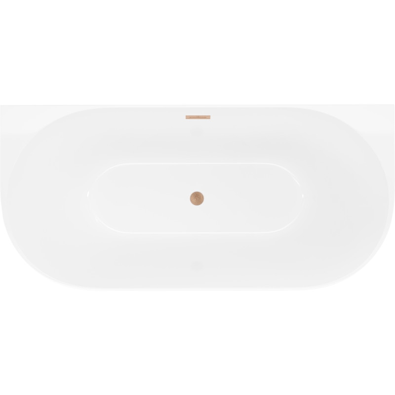 Mexen Oval Slim freestanding wall-adjacent bathtub 170 x 80 cm, white, brushed copper overflow - 52661708000-65